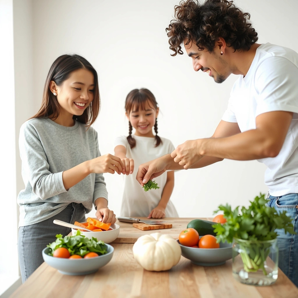 Famille cooking together